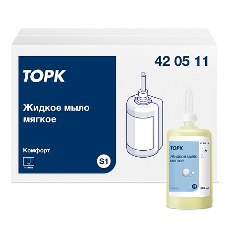 Мыло жидкое ТОРК Комфорт S1, 1 л, мягкое (420511)